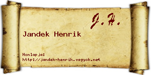Jandek Henrik névjegykártya